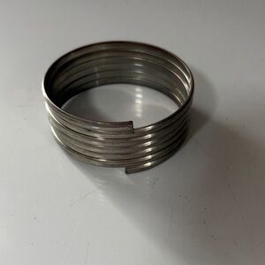 Vintage Sterling Silver Multi-Coil Cuff Bracelet Minimalist Wrap Bangle”